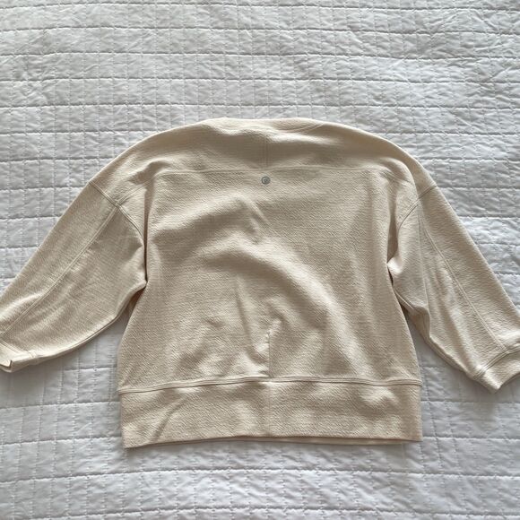 ZYIA Active Drop Shoulder Crew Neck 3/4 Sleeve Textured Cotton Blend Top Size M - Picture 2 of 9